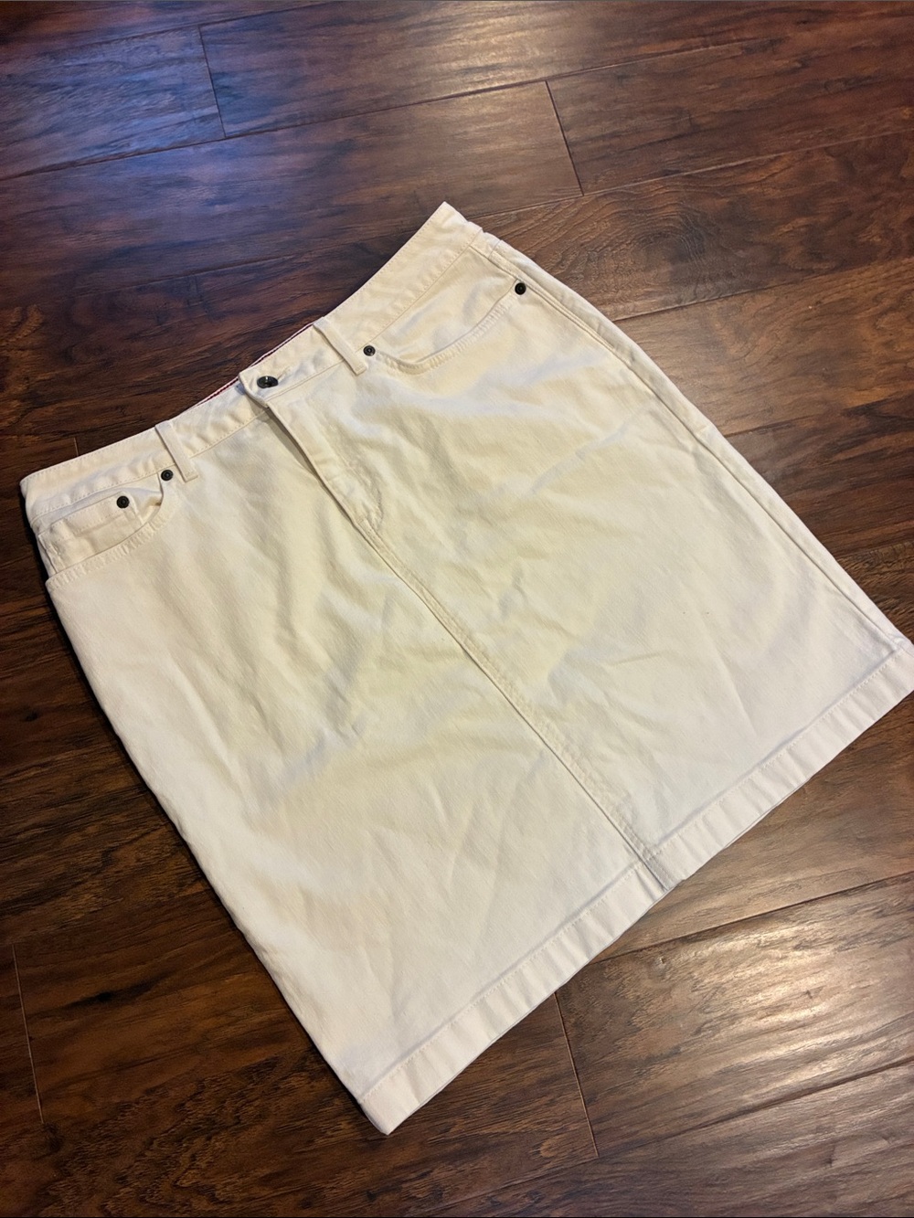 L.L. Bean Cream Skirt with Red Topstitching